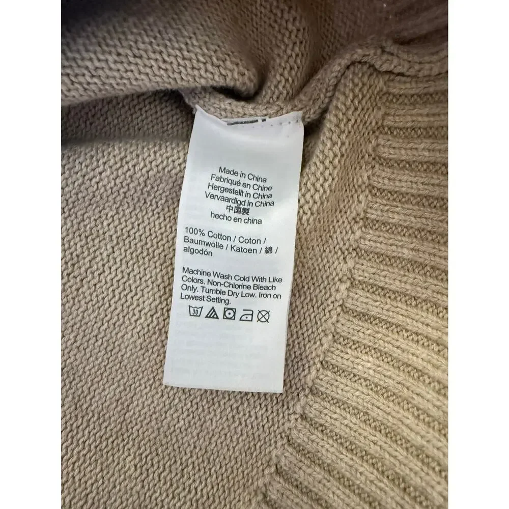 J.Crew Heritage Cotton Ribbed Quarter-Zip Sweater Beige Knit Mens  Size Medium